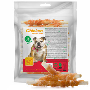 Wrap s kuřecím masem na buvolí tyčince, masový pamlsek, 500 g (Chicken Wrapped Sticks Meat)