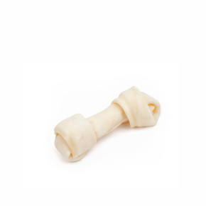 Bílý uzel z buvolí kůže, 10 cm, přírodní pamlsek