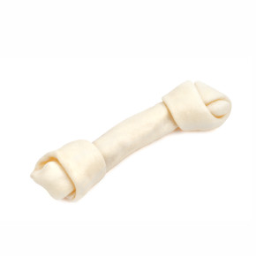 Bílý uzel z buvolí kůže, 20 cm, přírodní pamlsek