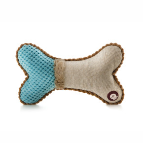 Plyšová kost, 24 cm, modrá, plyšová pískací hračka pro psy