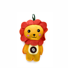 Lev, pískací hračka z pevné textilní látky, 19 cm