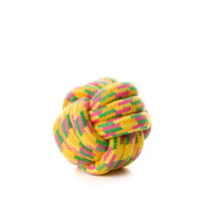 Bavlněný proplétaný míč, hračka pro psy, žlutý, 10 cm, ideální pro aktivní hru
