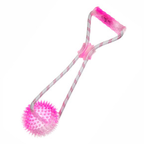Bavlněné přetahovadlo s míčem s bodlinami z TPR pryže, růžové