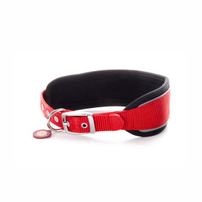 Nylonový obojek Comfort s měkkou výztuhou M, 5,1×40–49 cm, červený