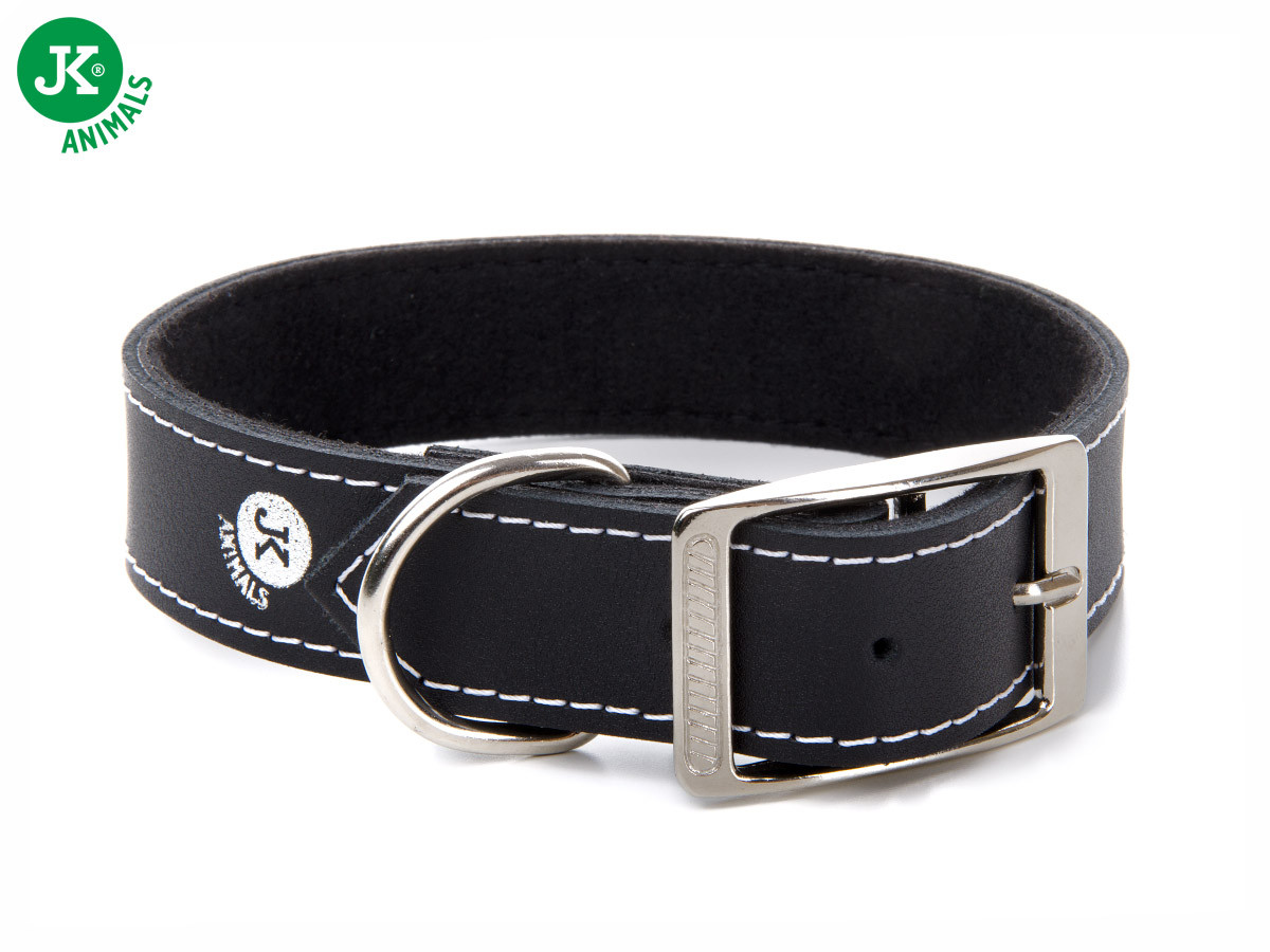 Široký kožený obojek LUX 28 mm černý