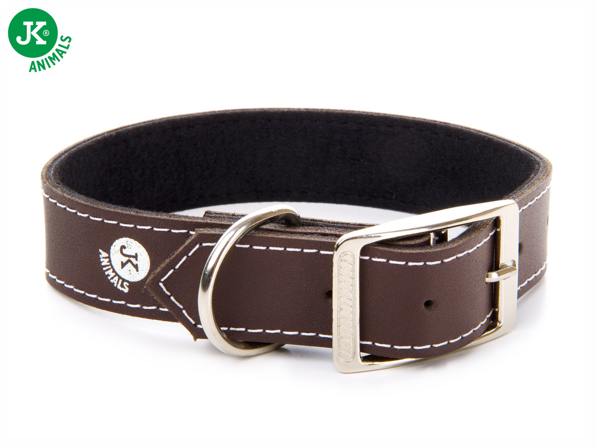 Široký kožený obojek LUX 28 mm hnědý