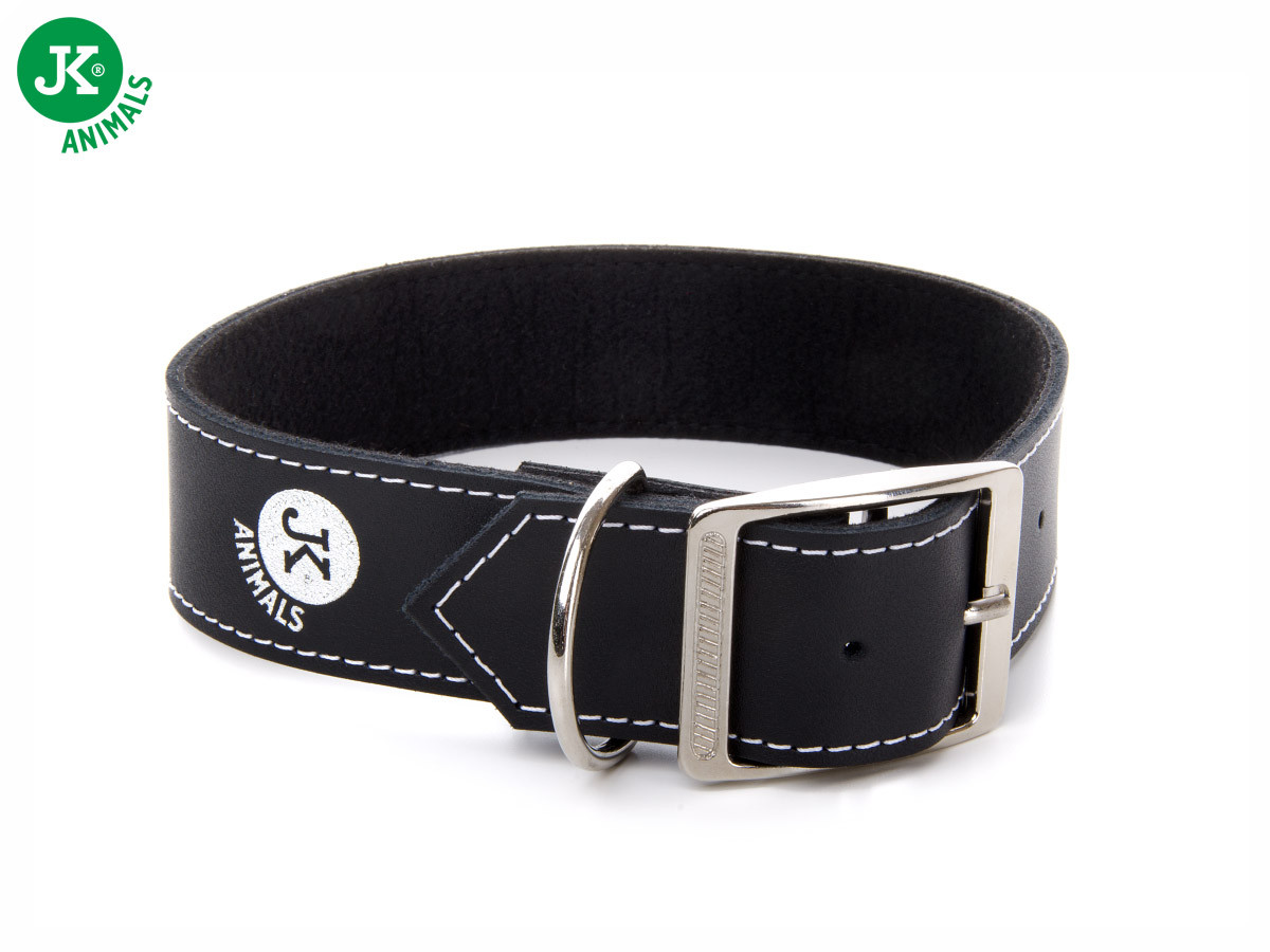 Široký kožený obojek LUX 38 mm černý