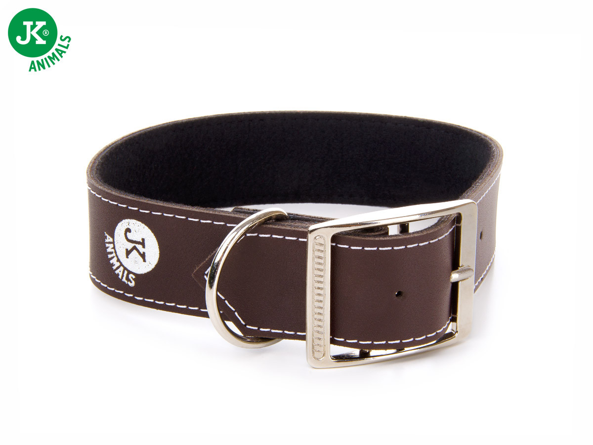 Široký kožený obojek LUX 38 mm hnědý