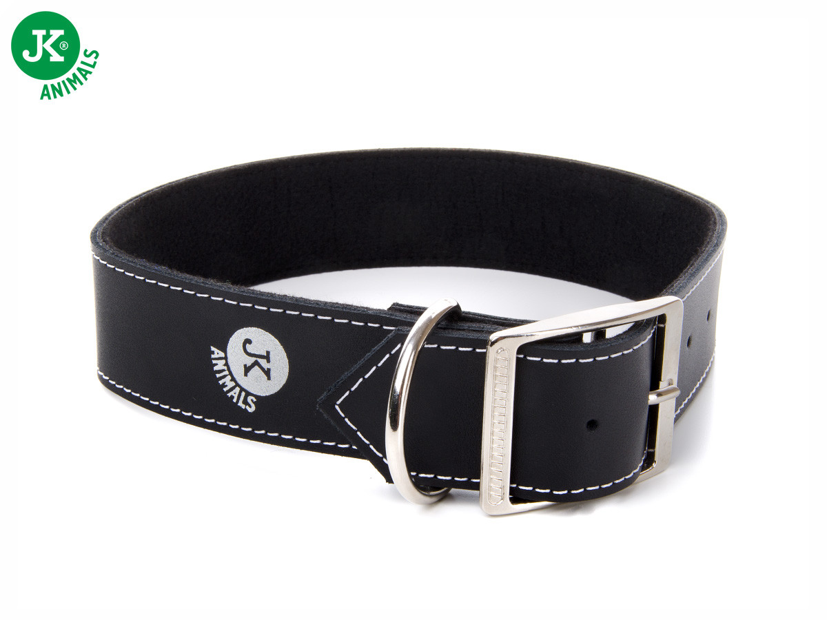 Široký kožený obojek LUX 43 mm černý