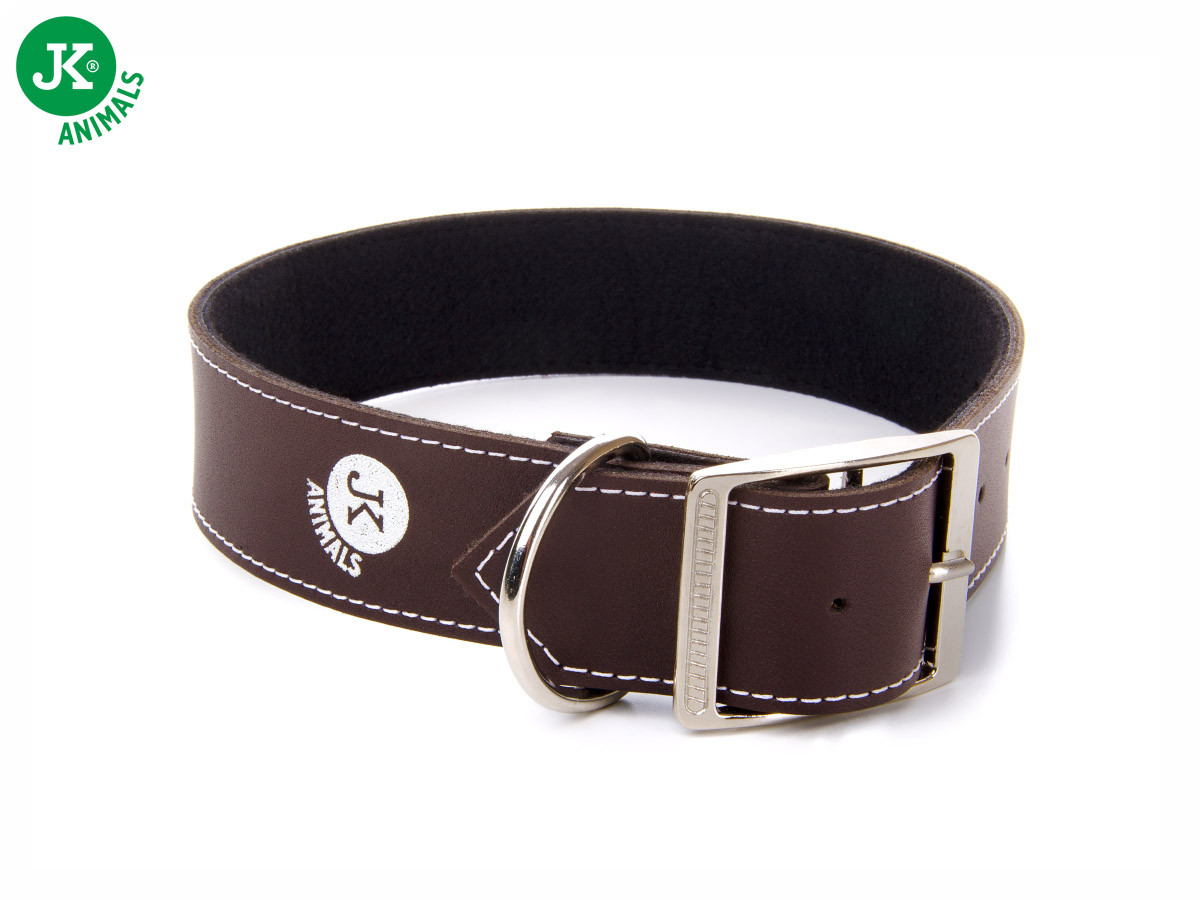 Široký kožený obojek LUX 43 mm hnědý