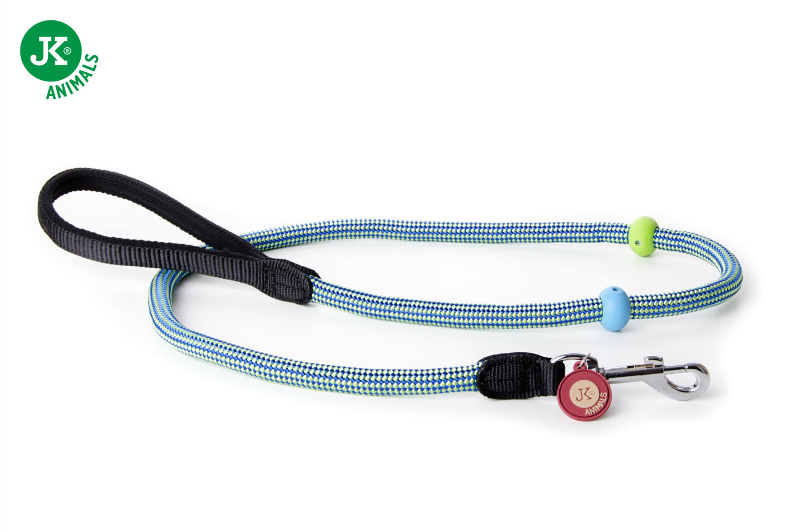 Nylonové provazové vodítko Comfort ABS, 120 cm, s protiskluzovými body, zeleno-modré