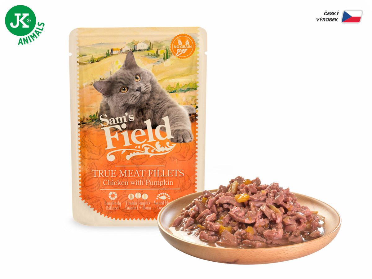 Sams Field True Meat Fillets Chicken with Pumpkin, kapsička pro kočky 85 g (Sam's Field)