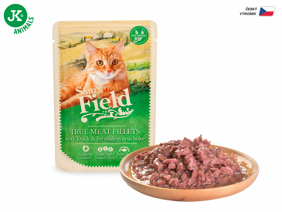 Sams Field True Meat Fillets with Duck & Jerusalem Artichoke, kapsička pro kočky 85 g (Sam's Field)