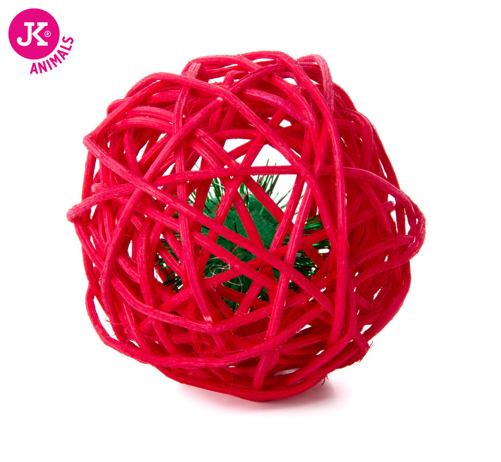 Červená ratanová koule s rolničkou, hračka