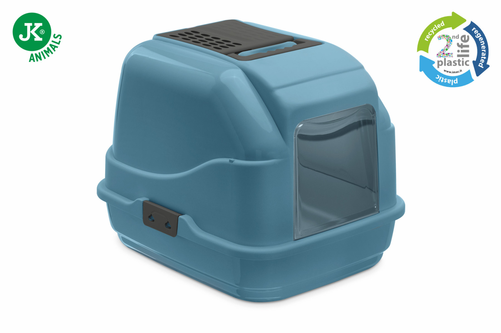 Plastová toaleta Imac Easy Cat 2nd life, 50×40×40 cm, modro-šedá