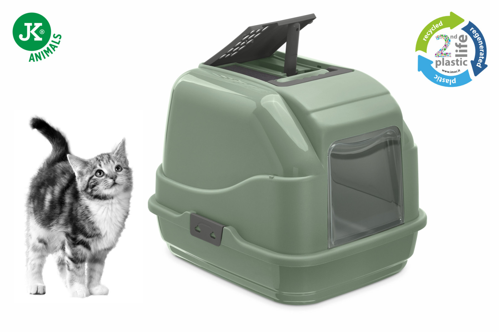 Plastová toaleta Imac Easy Cat 2nd life, 50×40×40 cm, khaki