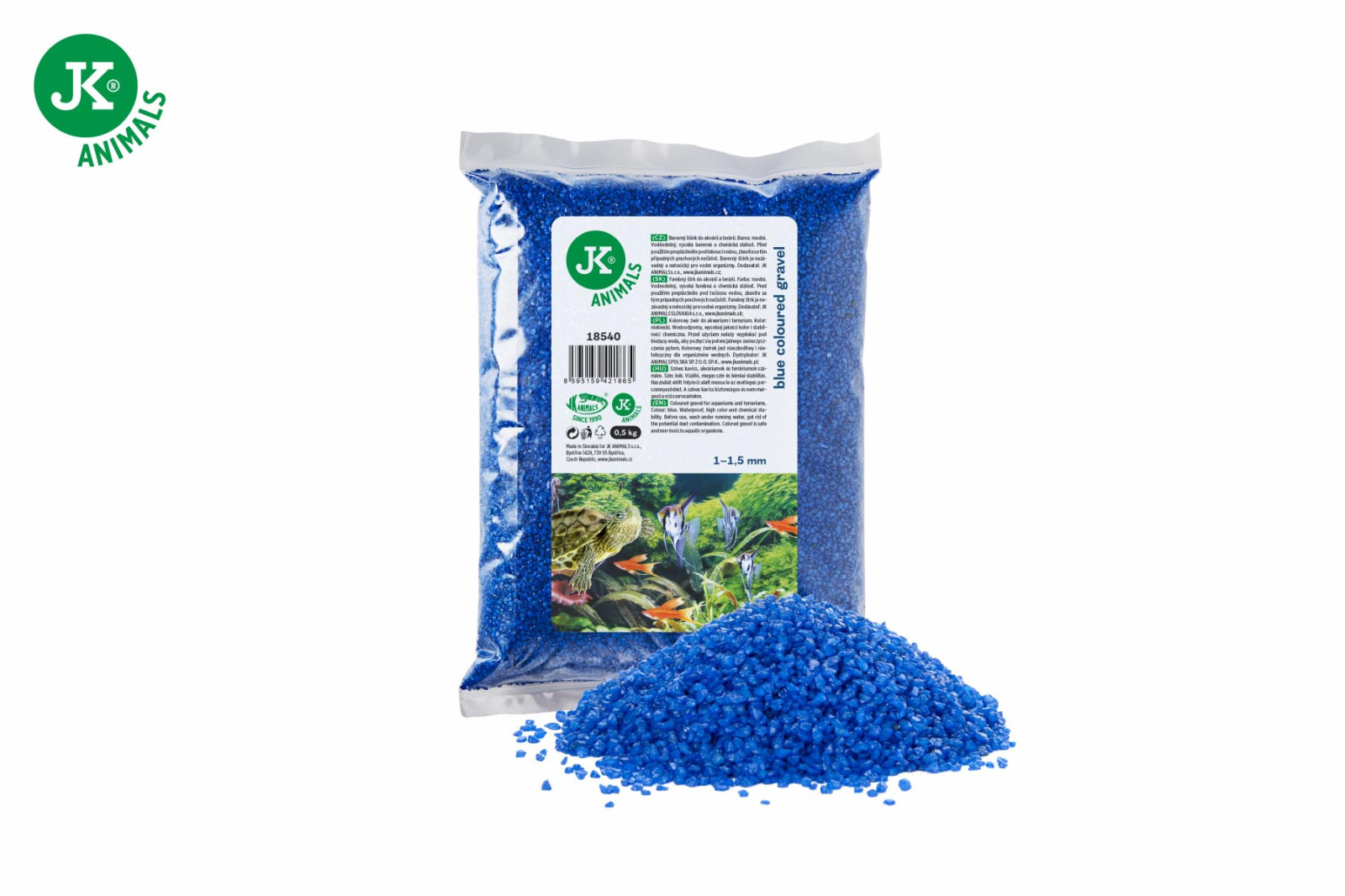 Barevný dekorační štěrk modrý, 0,5 kg, do akvária a terária