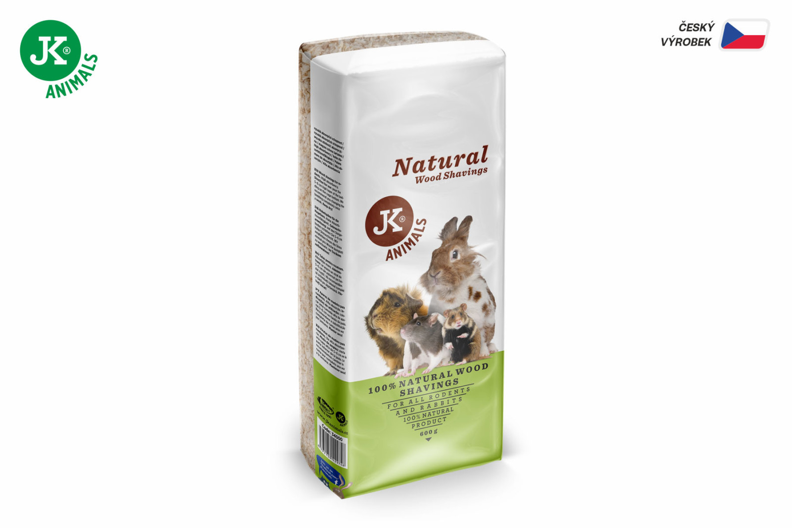 Přírodní dřevěné hobliny, 0,6 kg, 15 l, podestýlka pro hlodavce a králíky (JK Natural)