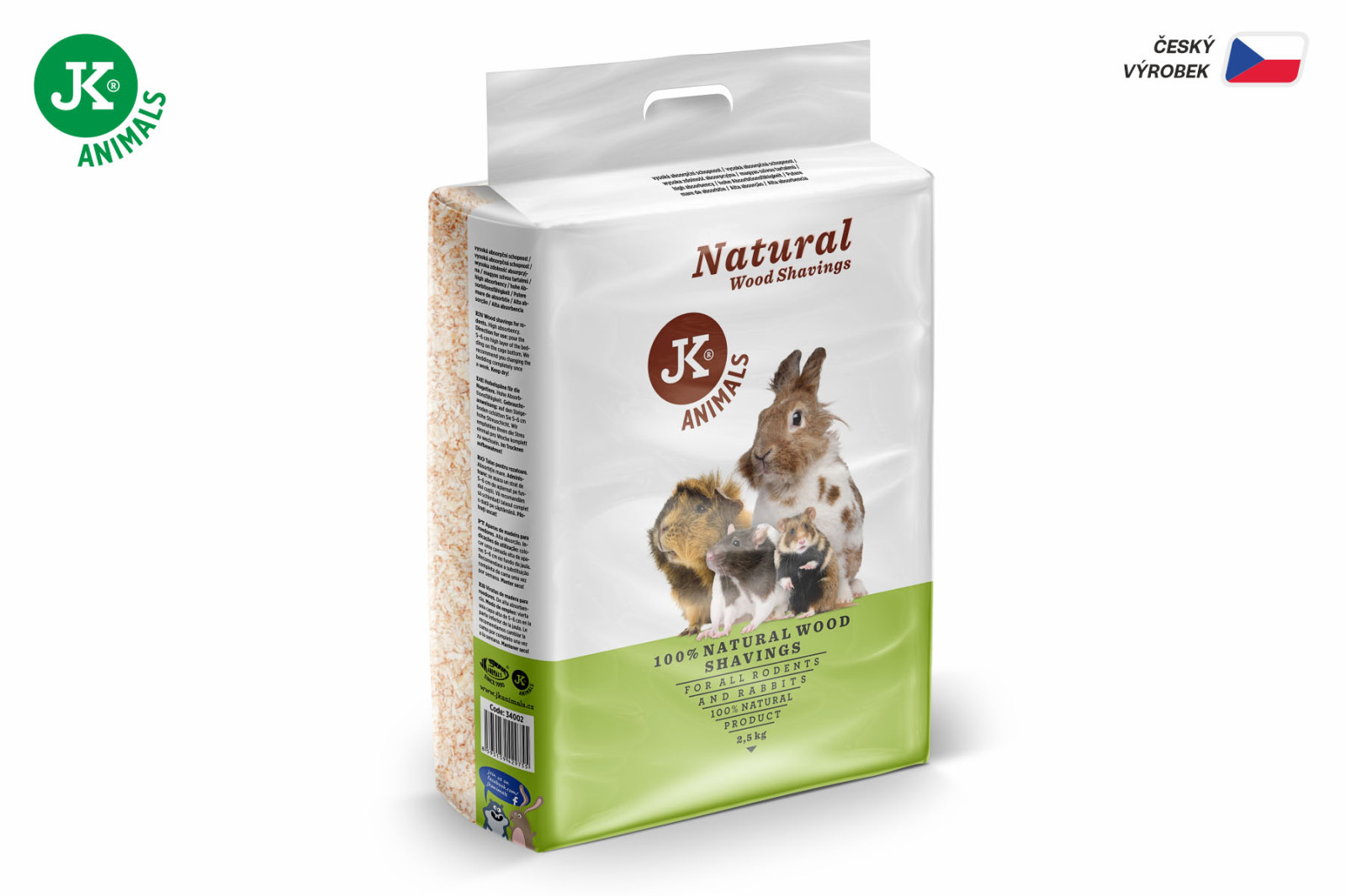 Přírodní dřevěné hobliny, 2,5 kg, 60 l, podestýlka pro hlodavce a králíky (JK Natural)